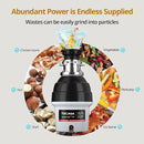 3/4 HP Batch Feed Garbage Disposal, TECASA Stainless Steel Food Waste Grinding System for Kitchen Sink Food Waste, Power Cord Included, Sound Reduction, Grey and Black - HyperCrush 75 BF by CozyNest Decor