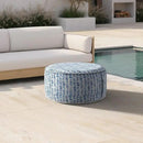 Inflatable Ottoman Stool D21 xH9 for Outdoor/Indoor Use, Water Repellent Patio Foot Rest Stool with Portable Handle,Round Pouf Ottoman Suitable for Garden,Deck and Camping - Pebble Blue by CozyNest Decor
