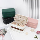 DesignSter Small Travel Jewelry Box with Double Zipper, 2 Layers PU Portable Jewelry Case for Women and Girls,Travel Jewelry Organizer for Rings, Earrings, Necklaces, Bracelets,Beige by TinyTreasures Baby Boutique