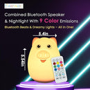 Combined Bluetooth Speaker & Nightlight With 9 Color Emissions, Child Friendly Silicone & BPA Free, USB Recharging, Receives Audio From Computer, Phone Or Tablet, and includes Remote Control (Pig) by TinyTreasures Baby Boutique