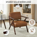 Mid-Century Modern Lounge Armchair - Genuine Brown Leather with Solid Wood X-Base Frame, Seat Cushion - for Living Room, Study, Balcony Retro Design, Brown Leather by CozyNest Decor