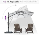 PURPLE LEAF 10 Feet Patio Umbrella with Base Outdoor Cantilever Round Umbrella Aluminum Offset Umbrella with 360-degree Rotation for Garden Deck Pool Patio Light White by GreenHaven Gardens