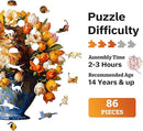 Jigfoxy Wooden Puzzles for Adults, The Vase Cat Wood Puzzles Adult, Unique Animal Shape Wooden Jigsaw Puzzles for Adults, Birthday Gifts for Puzzle Lovers, Family, Friend (S-7.4 * 7.7in-86pcs) by TinyTreasures Baby Boutique