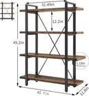 4 Tier Bookshelf Solid Wood Bookcase and Book Shelves Wood and Metal Shelving Rustic Open Bookshelf Office,Distressed Brown (AY-02-4Tier) by CozyNest Decor