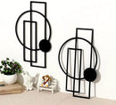 OYEFLY 2 Pcs Metal Abstract Wall Art,Modern Geometric Decor (Black, style 1) by CozyNest Decor