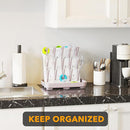 SpaceAid Baby Bottle Drying Rack with 20 Hooks, Space Saving Kitchen Bottles Rack Dryer, Vertical Baby Bottle Holder Organizer for Countertop Storage Accessories (White and Taupe) by TinyTreasures Baby Boutique