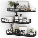 Floating Shelves Set of 3, Home Wood Wall Shelf, Farmhouse Shelf for Bedroom, Wall Mounted Floating Shelf for Living Room, Bedroom, Bathroom, Kitchen, Office (Black 2) by CozyNest Decor