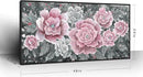 Large Pink Wall Art for Living Room- Pink and Black Peony Floral Canvas Wall Art Modern Framed Moody Black and White Wall Picture Flower Artwork Decor for Bedroom Dining Room Office 48x24 by CozyNest Decor