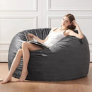 Bean Bag Chairs for Adults - Memory Foam Furniture BeanBag Chair - Kids/Teens Sofa with Soft Micro Fiber Cover - Round Fluffy Couch for Living Room Bedroom College Dorm - 3 ft, Gray Stripe by CozyNest Decor