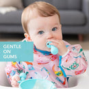 Bumkins Baby Utensils Set, Chewtensils Silicone Spoons for Dipping, Self-Feeding, Baby Led Weaning, Trainer Learning First Stage Eating, Soft Practice Fork and Spoon, Babies 6 Months, Blue by TinyTreasures Baby Boutique