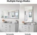 48x24In Silver Bathroom Mirror for Wall, Brushed Nickel Rectangle Mirrors with Metal Frame, Bathroom Rectangular Mirror Modern Wall Mirror for Bedroom Living Room, Hangs Horizontal or Vertical by CozyNest Decor
