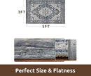 AMOAMI-3X5 Area Rug-Soft Washable Vintage Throw Accent Rugs for Living Room, Entryway, Bedroom, Kitchen, Bathroom, Laundry Room, Kitchen, Bathroom, Bedside, No Slip Blue by CozyNest Decor