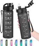 Enerbone Water Bottle, Leakproof BPA & Toxic Free, Motivational Water Bottle with Times to Drink and Straw, Fitness Sports Water Bottle with Strap for Office, Gym, Outdoor Sports by CozyNest Decor