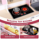 Kids Kitchen playset, Wooden Play Kitchen, Height Adjustable, Comes with Various Kitchen Accessories, Ideal Role Play Toy Gift for Toddlers and Kids Ages 3-8 (Pink) by TinyTreasures Baby Boutique