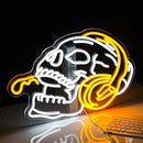 Skull Headphone Neon Sign Headphone Neon Light for Wall Decor LED Dimmable USB Skull Light Up Sign for Halloween Party Game Room Personalized Gifts(12.6 * 16.5In) by CozyNest Decor