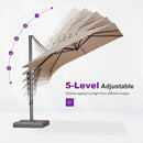 PURPLE LEAF 9' X 11.5' Rectangle Cantilever Umbrella Patio Umbrella Outdoor Aluminum Offset Hanging Umbrella with 360-degree Rotation for Pool Garden Backyard Deck, Taupe by GreenHaven Gardens