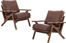 chairus Leather Accent Chairs Mid Century Modern Armchairs Compfy Upholstered Lounge Sofa Chairs for Living Room Fireplace/Bedroom/Reception/Dorm, Set of 2, PU Brown by CozyNest Decor
