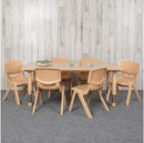 Flash Furniture Emmy Adjustable Classroom Activity Table with 6 Stackable Chairs, Plastic Activity Table for Kids, 23.625" W x 47.25" L, Natural by CozyNest Decor