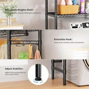 Over Washer and Dryer Shelves,2 Tier Adjustable Height Wire Shelving Laundry Room Storage Organization Clothes Drying Rack with Hanger Rod&Hooks,Space Saving Organizers Shelf,Black by CozyNest Decor