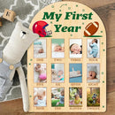 ORIGACH My First Year Baby Growth Photo Display Wood Board - 12 Months Newborn Milestones Photo Board - Neutral Baby Keepsake Frame 1st Birthday Party Nursery Decor New Mom Gift - Football by TinyTreasures Baby Boutique