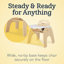 Foundations Easy Serve Low Wood Feeding Chairs Multipack, Adjustable Harness, Removable Dishwasher Safe Tray, No-Tip Base, Stackable Toddler Chairs, 2 Pack (5 inch) by TinyTreasures Baby Boutique
