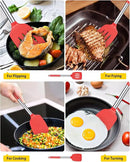 Pack of 2 Silicone Solid Turner, Non Stick Slotted Kitchen Spatulas, High Heat Resistant BPA Free Cooking Utensils, Ideal Cookware for Fish, Eggs, Pancakes(Red) by CozyNest Decor