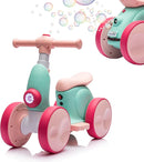 6V Electric Baby Balance Bike with Bubble Machine,4 in 1 Toddler Balance Bike w/Remote for 1 Year Old Boys Girls Kids Bubble Bike Ride on Toys w/Powered Motor,Music,LED Lights (Green&Red) by TinyTreasures Baby Boutique