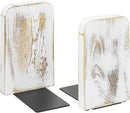 MyGift Whitewashed Wood Desktop Bookends, Decorative Bookshelf Display Organizers Office Book Shelf Decor, 1 Pair by CozyNest Decor