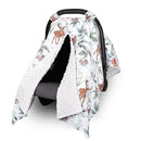 TANOFAR Baby Carseat Canopy, Peekaboo Opening Car Seat Canopy for Babies, Soft and Breathable Infant Carrier Canopy, Multi-use Baby Carrier, Stroller, Nursing Cover, Minky Blanket, Animal Leaf by TinyTreasures Baby Boutique