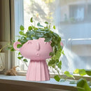 Face Pots for Plants - 7 Inch Ceramic Face Planters Pots Head for Indoor Outdoor, Small Funny Succulent Planters with Drainage Hole, House Room Apartment Decor, Gifts for Women, Bright Pink by GreenHaven Gardens
