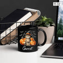 Personalized Name Scottish Fold Halloween Ceramic Mug, Custom Scottish Fold with Pumpkins Coffee Cup, Cat Wearing Witch Hat Cup Gift for Family Friend, Halloween Cat Pet Black Mug 11oz 15oz by TinyTreasures Baby Boutique