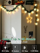 25Ft Outdoor Christmas Lights, Dimmable G40 LED Patio String Lights with 27 Frosted White Globe Bulbs, Green Wire Outdoor Christmas Decorations Lights Waterproof for Wedding Party Porch Backyard by TinyTreasures Baby Boutique