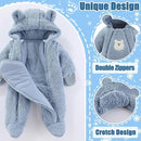 Fairy Baby Newborn Baby Winter Snowsuit Bear Thick Romper Footie Double Zip Hooded Jumpsuit Fleece Coat Infant Boy Girl 0-12M by TinyTreasures Baby Boutique