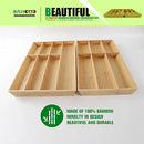V-Shaped Extra Large Bamboo Drawer Organizer Set of 2, Kitchen Cutlery Tray Utensil Plate, Flatware&Silverware Storage Box, Wood Organizer for Bedroom, Living Room (19.6"x14.6" & 19.6"x12.4") by CozyNest Decor