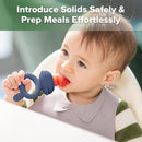 Haakaa Baby Fruit Food Feeder & Mini Freezer Nibble Tray Combo, Breastmilk Popsicle Molds for Baby Cooling Relief, BPA Free Silicone Feeder for Safe Infant Self Feeding, 4 Month+ (Steel Blue) by TinyTreasures Baby Boutique