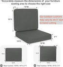 Favoyard Outdoor Deep Seat Cushion Set, 19 x 19 Inch Rainproof & 3-Year Fade Resistant Patio Furniture Cushions, Removable Seat Bottom & Back Cushion covers with Ties for Chair, Sofa, Couch, Dark Grey by GreenHaven Gardens