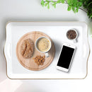 Spsyrine White Decorative Serving Tray with Handles, Elegant Plastic Coffee Table Tray for Ottoman, Living Room, Home Decor by CozyNest Decor
