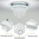 16“ Crystal Chandeliers Round Modern LED Chandelier Light Flush Mount Ceiling Light Fixtures with Remote Control for Bedroom Living Room Dining Room (dimmable) by CozyNest Decor