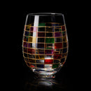 Crystal New Years Artisanal Hand Painted Stemless Glasses Set of 2