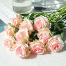 Pink Fake Roses Artificial Flowers - 10 Pcs Fake Artificial Roses Silk Flowers with Stems for Home Wedding Hotel Office Centerpiece Decor（Champagne Pink） by CozyNest Decor
