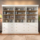 Vyre 71" Tall Farmhouse Bookshelves with Drawers, Set of 3 – Large Modular Bookcase with Adjustable Shelves, Storage Cabinet for Living Room, Kitchen, Home Office, White by CozyNest Decor
