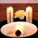 Set of 10 Ivory Flameless Window Candles, 4”H Battery Operated LED Flickering Taper Candles with Remote and Timer, Warm White Candlelight, Ideal for Chandelier/Birthday/Christmas/Party Decor by GreenHaven Gardens
