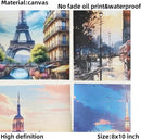 Boho Wall Art Decor,New York, London, Tokyo, Paris, Eiffel Tower,City Wall Decor Art,Modern Landscape Wall Art for Living Room Bedroom Prints Poster,8x10 Inch Set of 4,Framed by CozyNest Decor