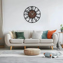 Maxstar Large Round Wall Clock for Living Room Decor Battery Operated Non Ticking Black Metal Wood Clocks for Home Living Room Garden Farmhouse Office Kitchen Decoration -24 inch by CozyNest Decor