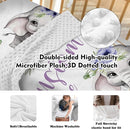 Personalized Baby Crib Bedding Set for Baby Girls, Purple Flower Pattern Elephant Theme Custom Name Baby Crib Sets 5-Pcs, Toddler Double Layer Blanket Fitted Sheets Changing Pad Cover Rug Wall Art Set by TinyTreasures Baby Boutique