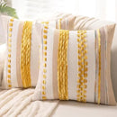 Boho Throw Pillow Covers 18x18 Set of 2 Farmhouse Decorative Cushion Case Striped Square Pillows Cover Chenille Pillow Cases Accent Neutral Pillowcase for Sofa Couch Bed,Yellow by CozyNest Decor