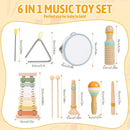 Baby Musical Instruments - Wooden Montessori Toys for Toddlers 1-3, Baby Musical Toys Percussion Instruments Set with Xylophone Tambourine, Neutral Preschool Educational Baby Toys for Boy Girls Gifts by TinyTreasures Baby Boutique