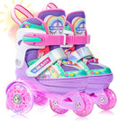 4-Pejiijar Rainbow Unicorn Kids Roller Skates for Girls Toddler Ages 2-4 5-8 8-12,Adjustable Roller Shoes with Luminous Wheels for Birthday Xmas Gifts by TinyTreasures Baby Boutique