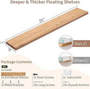 Axeman Floating Shelves for Wall, Rustic Elm Wood 56''W x 8" D Wall Shelf with Invisible Bracket, Large Long Wall Mounted Storage Shelves for Living Room, Bedroom, Kitchen, Bathroom Decor, Natural by CozyNest Decor