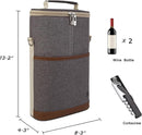 ALLCAMP OUTDOOR GEAR 2 Bottle Wine Tote Carrier - Insulated Portable Padded Canvas Wine Bag for Travel, BYOB Restaurant, Wine Tasting, Party, Great Christmas Day Gift for Wine Lover，Dark Gray by TinyTreasures Baby Boutique